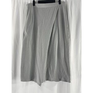 Vince Women's Tencel Gray Overlap Midi Pull Up Skirt Large